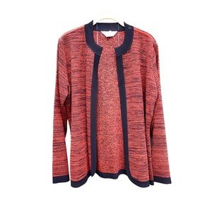 Misook XL Open Cardigan Rust Black Knit Vintage Made in Korea Exclusively
